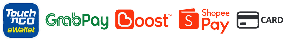 Touch &rsquo;n Go eWallet, GrabPay, Boost, ShopeePay and card payments